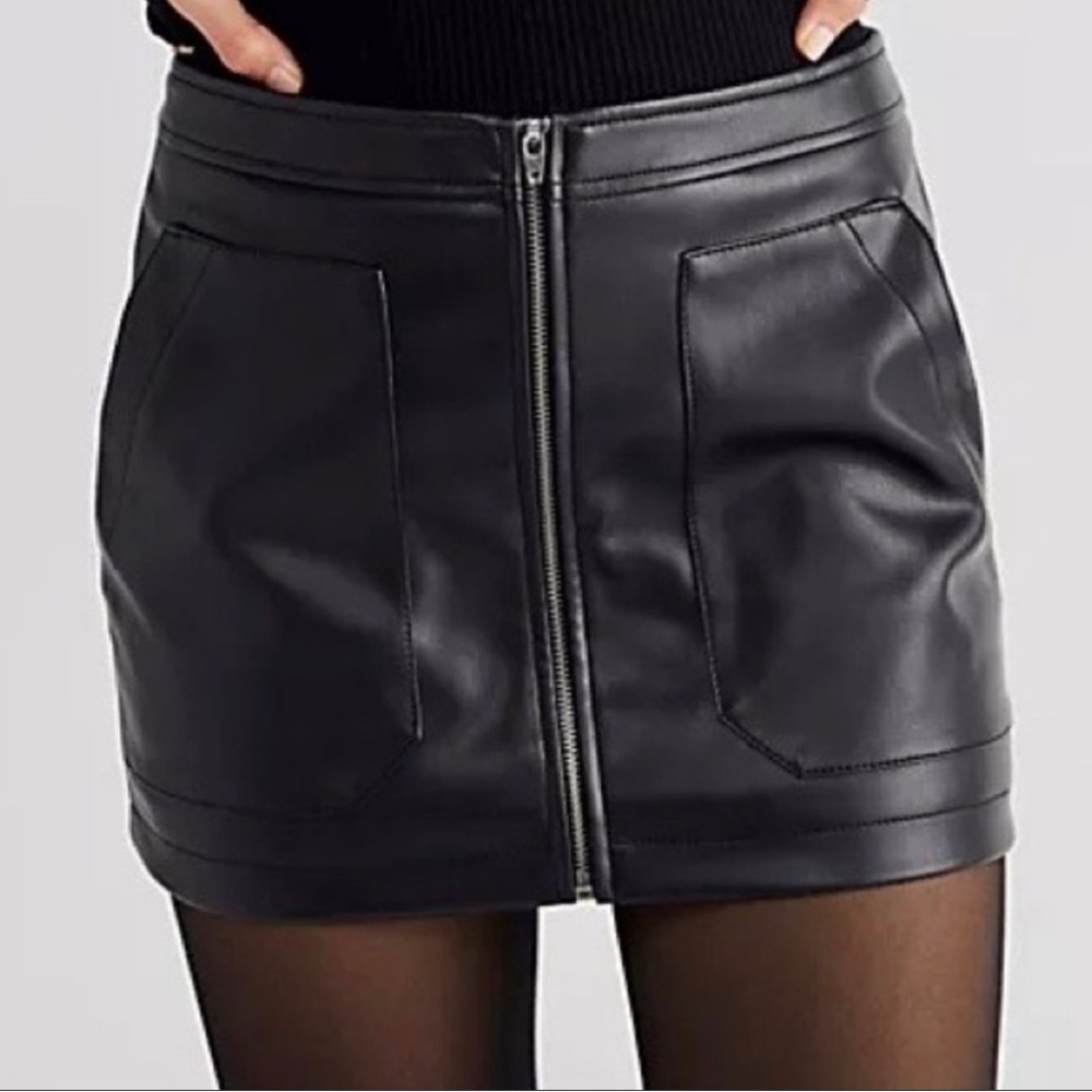 Free People Maya Vegan Leather Mini Skirt Size 6